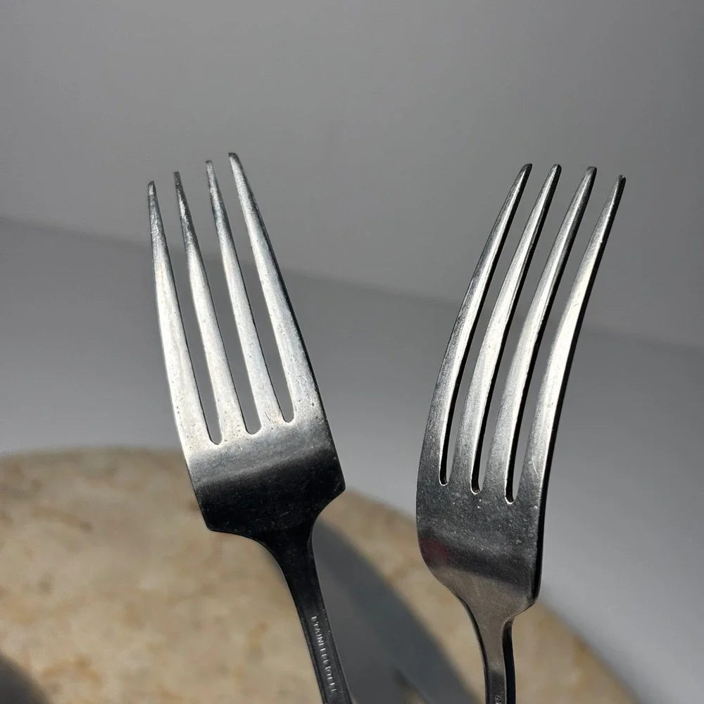 Utica Cutlery Co Stainless Flatware 5pc Set Silver Art Deco Lyre Japan‎